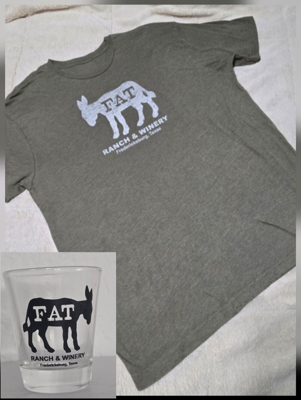 Fat Ass Ranch and Winery Fredericksburg, Texas tShirt and BONUS shot glass, L-XL